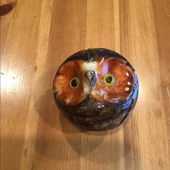 VINTAGE ALABASTER OWL MCM PAPERWEIGHT FIGURE-ITALY - Picture 9 of 11